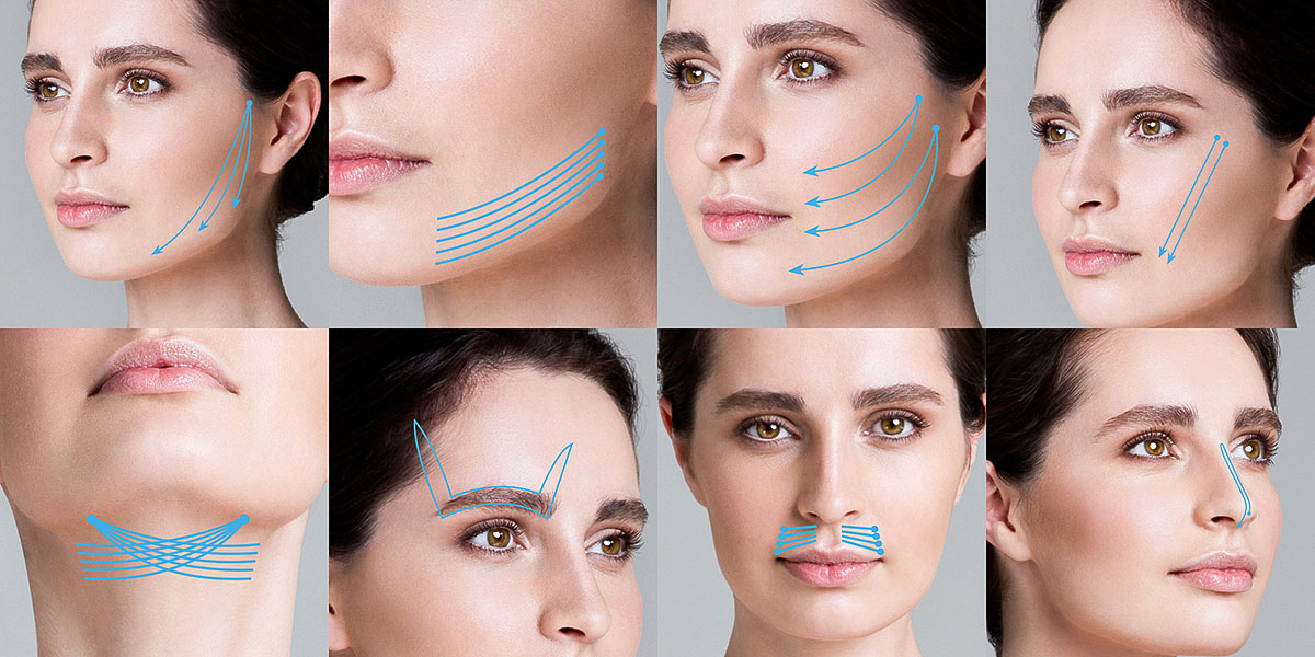 Threads can be used to treat different parts of the face